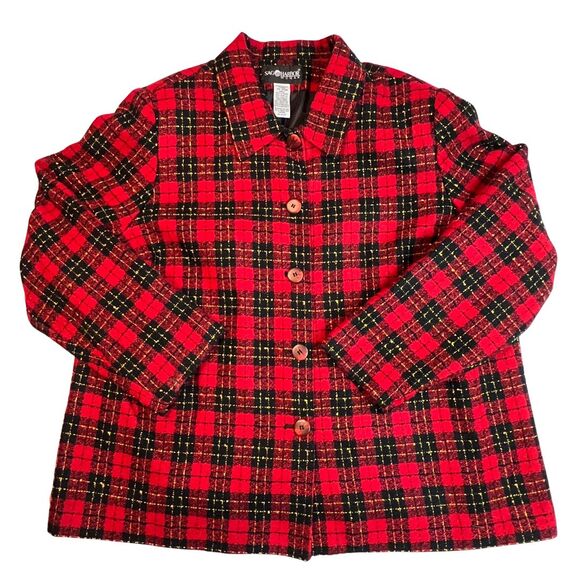VTG Sag Harbor Jacket Womens 20 Plaid Button Dressy Professional Holiday Blazer - Picture 9 of 12